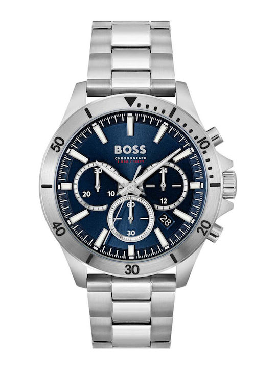 Boss Troper Γυναικείο Ρολόι 44mm Χρονογράφος Μπαταρίας με Ασημί Μεταλλικό Μπρασελέ