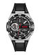 Women's Watch Chronograph with Black Leather Strap