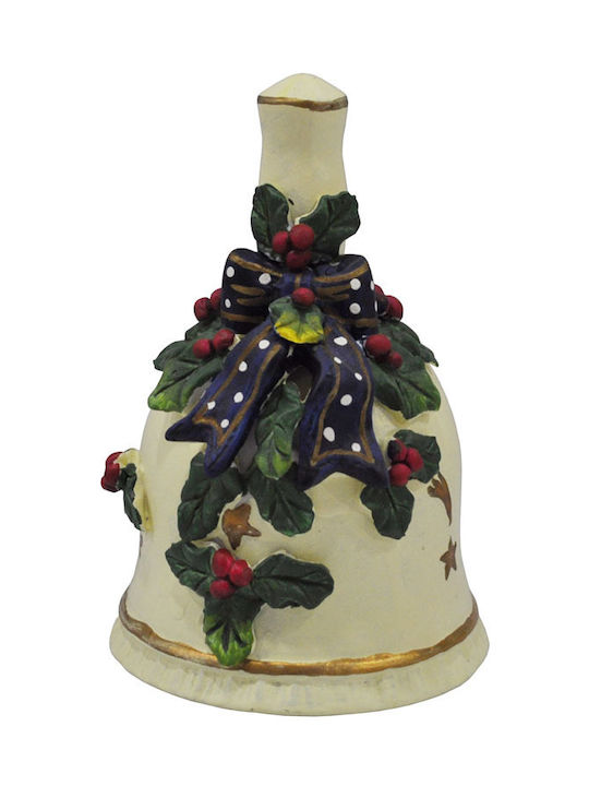Weihnachtliche Keramisch Figur Glocke Beige Glocke Beige Länge 9.5cm