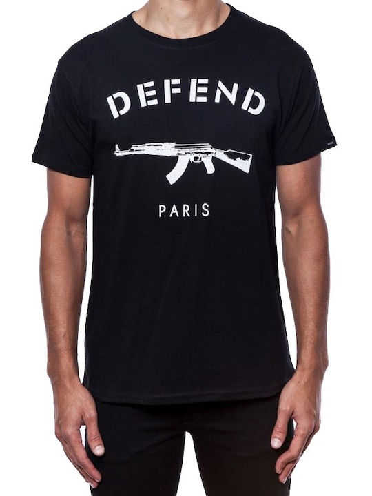 Defend Peace T-shirt Bărbătesc cu Mânecă Scurtă BLACK