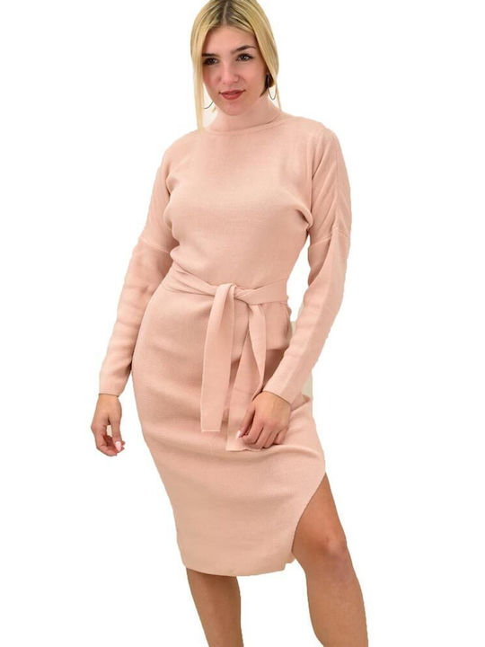 Caroon Mini Dress Knitted Soft Pink