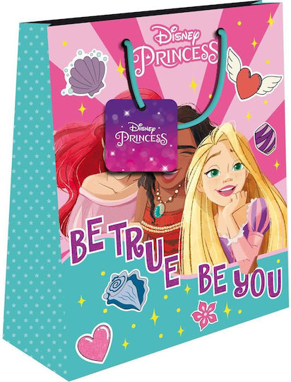 Διακάκης Χάρτινη Τσάντα για Δώρο με Θέμα "Disney Princess" Ροζ 18x23x11εκ.