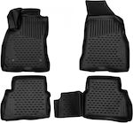 Novline Set of Front and Rear Mats Tray Type 4pcs from Rubber for Fiat Doblo Van 2010+ Black