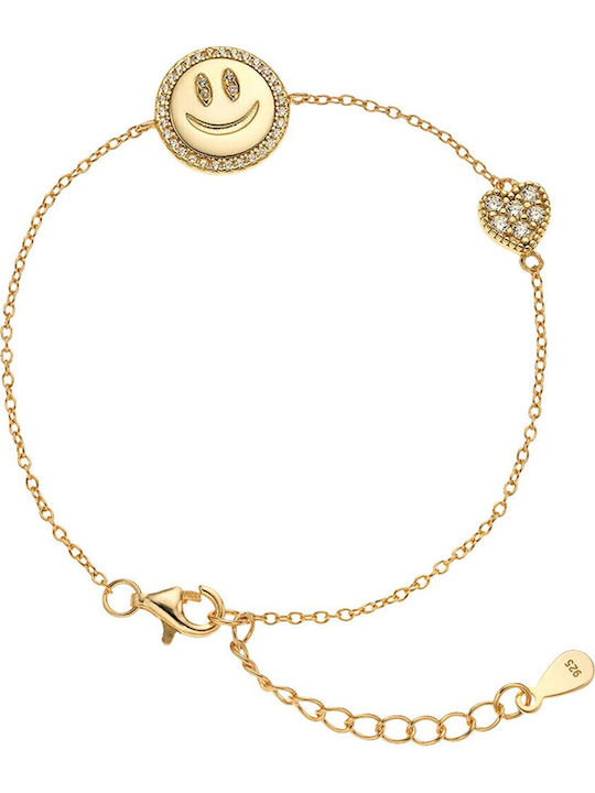 Breeze Women's Silver Gold Plated Bracelet with Zircon 15cm