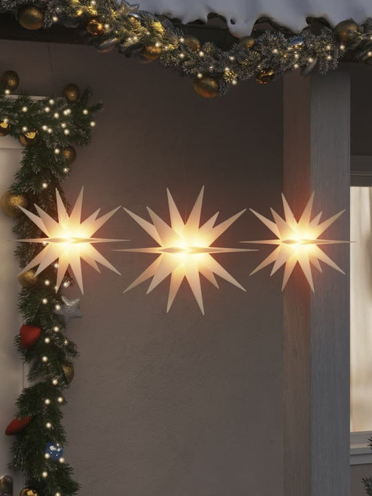 vidaXL Plastic Illuminated Christmas Decorative Hanging Star 3pcs White