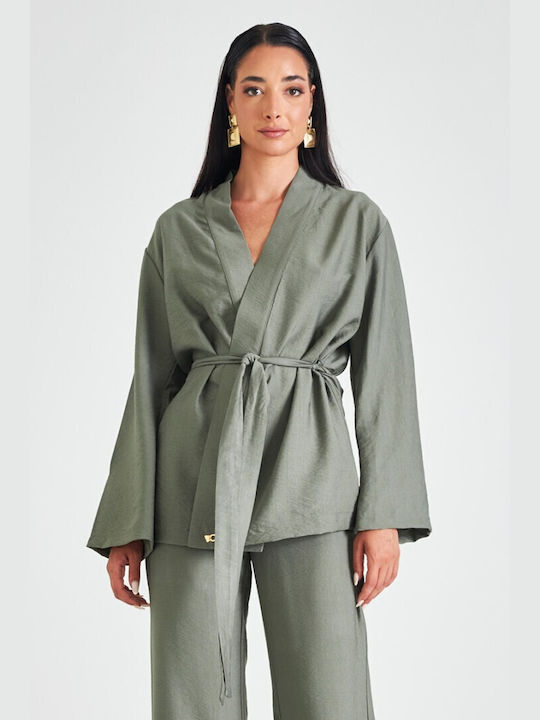 Cento Fashion Women's Kimono Khaki