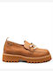 Leather Women's Loafers in Brown Color