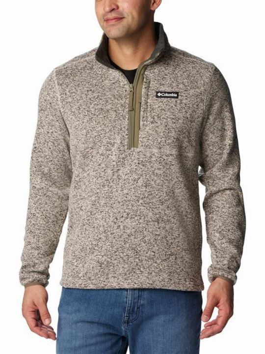 Columbia Weather Half Men's Long Sleeve Sweater with Zipper Brown