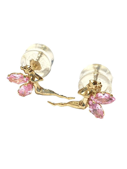 Nakos Jewellery & Watches Kids Earrings Studs with Stones made of Gold 14K