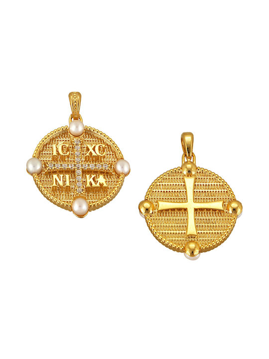 Senzio Belibasakis Charm Amulett Konstantin aus Gold 9 K mit Perlen