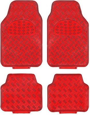 Auto Gs Set of Front and Rear Mats Universal 4pcs from Aluminum Red