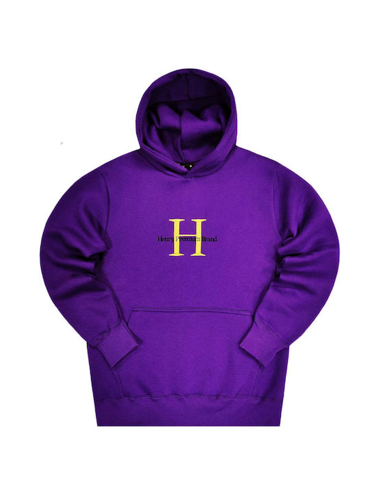 Henry Clothing Herren Sweatshirt mit Kapuze Purple