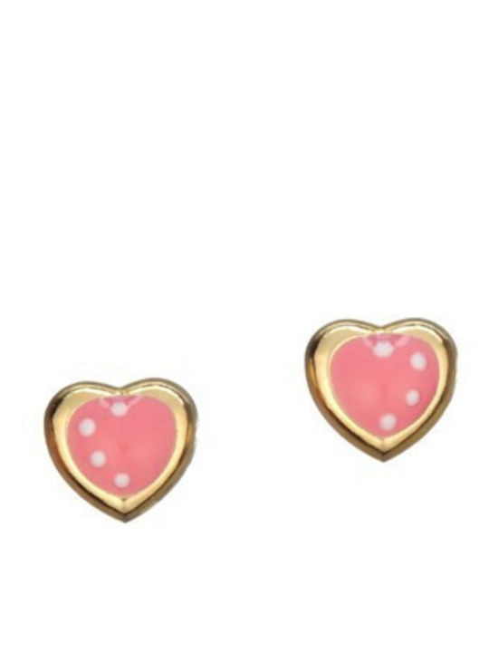 Papoulidis Jewellery Παιδικά Σκουλαρίκια Καρφωτά Καρδιά από Χρυσό 9K