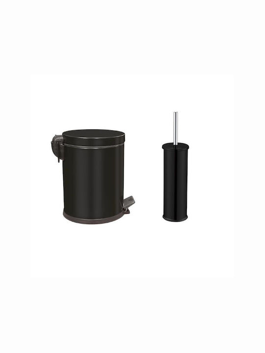 Viospiral Inox Toilet Brush and Bin Set Silver