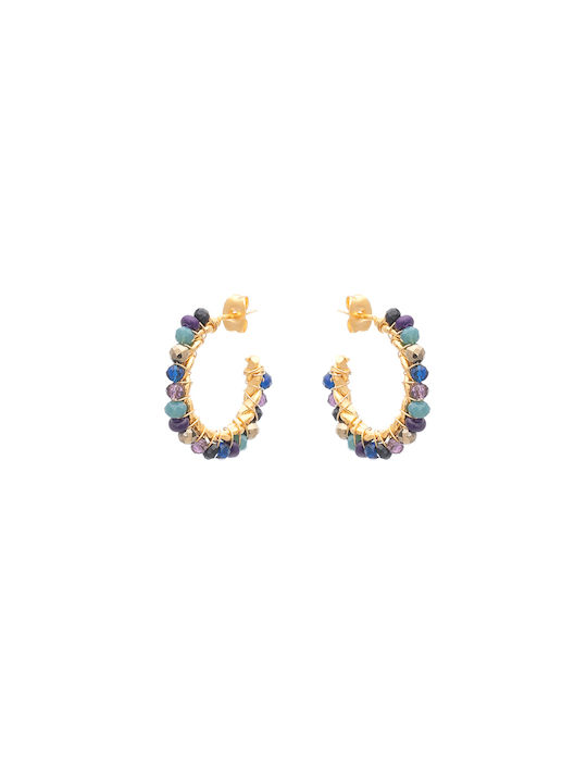 LifeLikes S Earrings Hoops Gold Plated with Stones