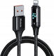 Mcdodo Braided / LED USB-A to Lightning Cable 36W Μαύρο 1m (CA-1060)