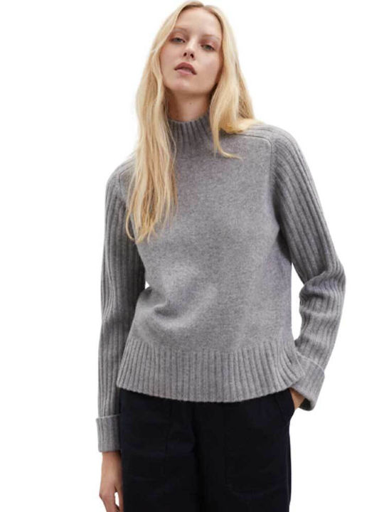 Ecoalf Damen Langarm Pullover Wolle Grey Melange