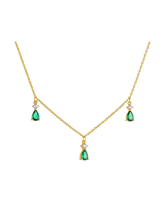 Ioannis Kosmima Necklace with design Tear from Gold Plated Silver with Zircon