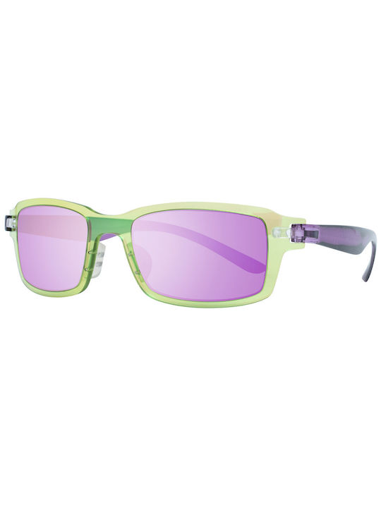 Try Ochelari de soare cu Verde Din plastic Rame și Violet Oglindă Lentilă TH502-03