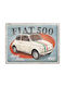 Nostalgic Art 3D Wall Decor Sign Fiat 500 - Turin Italia Handmade Made of Metal 40x30cm