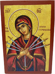 Wooden Icon of Our Lady of the Seven Swords 15x10cm
