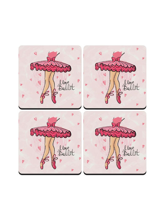 Koupakoupa Coaster Wooden Pink 4pcs