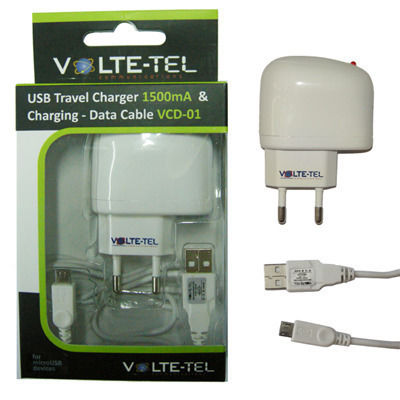 Volte-Tel Φορτιστής και Καλώδιο micro USB 7.5W Λευκός (Vtu045)