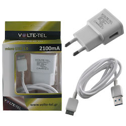 Volte-Tel Incarcător și Cablu Micro USB 11W Alb...