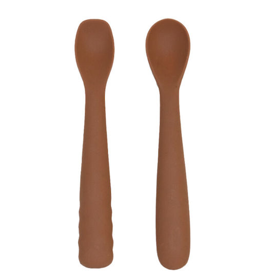 Bo Jungle Baby Set with Spoons made of Silicone Orange 2pcs