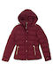 Kurz Damen Puffer Jacke für Winter Burgundy