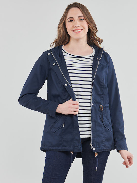 Only Women's Short Parka Jacket for Winter Navy Blue