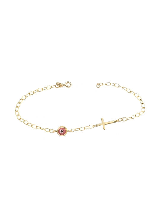 Nakos Jewellery & Watches Kids Gold Bracelet 14K with Evil Eye for Girl