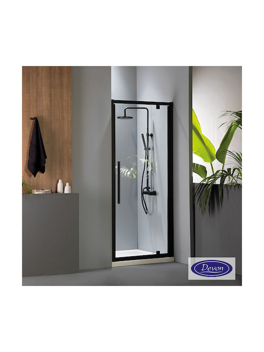 Devon Flow Pivot Shower Screen for Shower with Sliding Door 70x195cm Black Matt