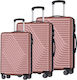Amber Reisekoffer Hartschalen Pink/Gold mit 4 Räder Set 3Stück AM1013/3-RG