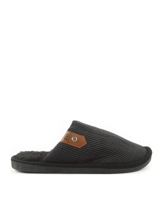 Fshoes Χειμερινές Ανδρικές Παντόφλες Μαύρες
