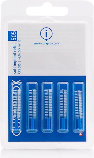 Curaprox Soft Implant Refill CPS505 Ανταλλακτικά για Μεσοδόντια Βουρτσάκια Μπλε 5τμχ