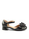 Kids Patent Leather Ballerinas with Hoop & Loop Closure Black