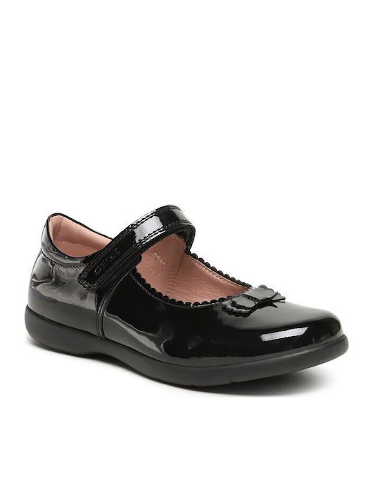 Kids Patent Leather Ballerinas J Naimara with Hoop & Loop Closure Black