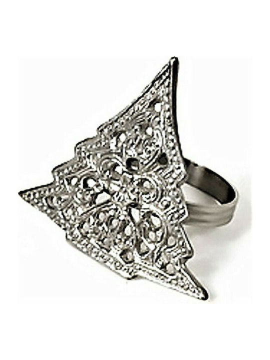 Zaros Christmas Napkin Ring Metallic Silver L6xW6cm.