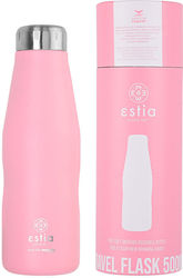 Estia Travel Flask Save Aegean Recyclable Bottle Thermos Stainless Steel BPA Free Pink 500ml Baby Pink