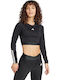 Hyperglam Bluze Damă Athlètic Crop Top Mânecă Lungă Negru