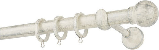 Zogometal Metallic Curtain Pole Rustique Collection Single Φ25mm 200cm Cream Patina Silver