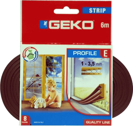 Geko Typ Ε Gummi-Zugluftstopper Tür / Fenster in Braun Farbe 0.9cm