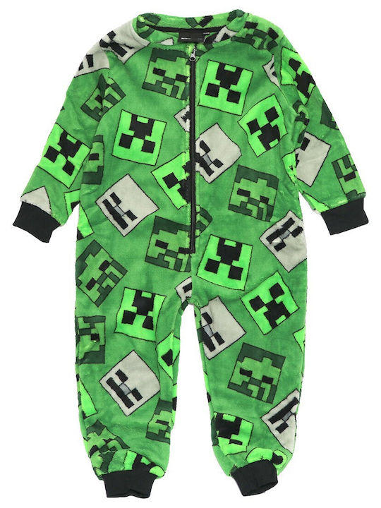 Mojang AB Pijama întreagă pentru copii De iarnă Fleece GREEN