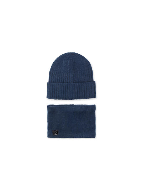 Nath Kids Kids Beanie Set with Scarf Knitted Navy Blue