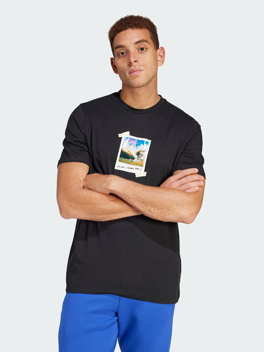 Adidas Bluza Bărbătească cu Mânecă Scurtă Neagră