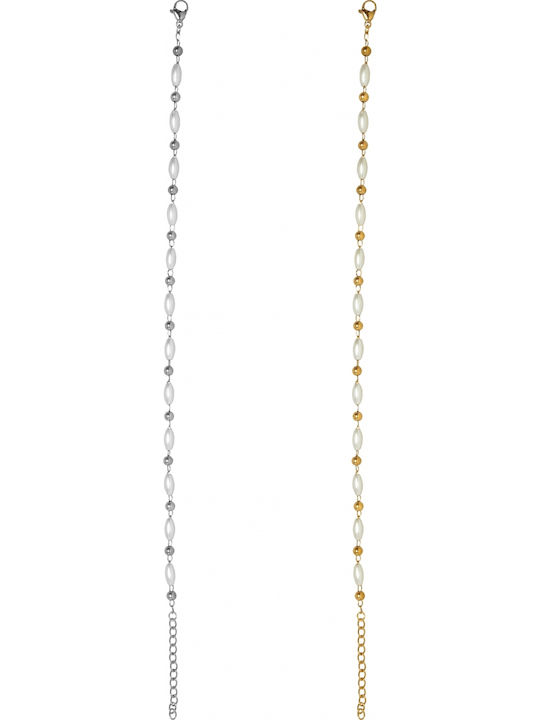 Ro-Ro Accessories Επιχρυσωμένη Αλυσίδα Ποδιού Χρυσό από Ανοξείδωτο Ατσάλι με Πέρλες