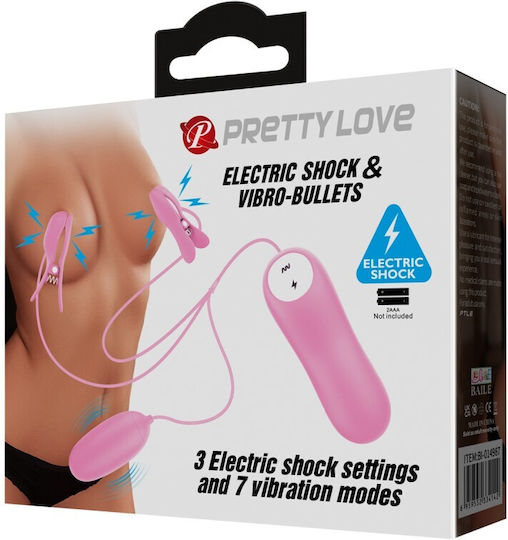 Pretty Love Electric Shock and Vibro Bullets pentru Electro-stimulare în Culoare Roz