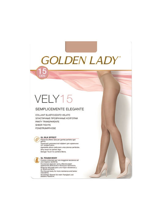 Golden Lady Vely Διάφανο Γυναικείο Καλσόν 15 Den Μπεζ-Σκούρο