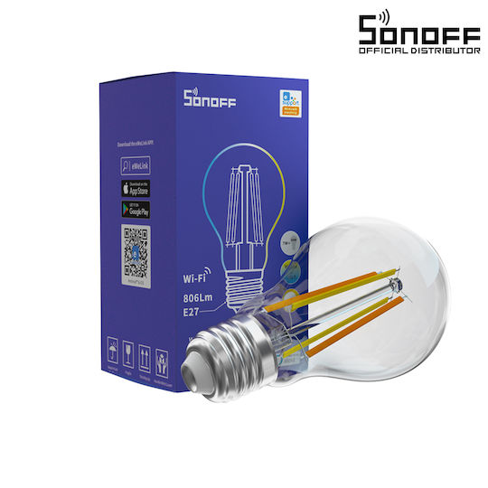Sonoff Smart Λάμπα LED 7W για Ντουί E27 και Σχήμα A60 Ρυθμιζόμενο Λευκό 806lm Dimmable
